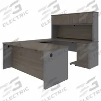 BESTAR U-Shaped Office Desk: Bark Grey/Slate, 71 1/8 in Overall Wd, 92 5/8 in Overall Dp (MPN 99853-000047). Key specifications — Color: Bark Grey; Desktop Color: Bark Grey; Material: Particle Board; Product Material: Laminate Particle Board.