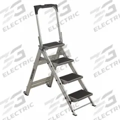 LOUISVILLE LADDER Step Stool: 4 Steps, 4.6 ft Overall Ht, 300 lb Load Cap, Aluminum (MPN L-2011-04). Key specifications — Brand: LOUISVILLE LADDER; Color: Silver.