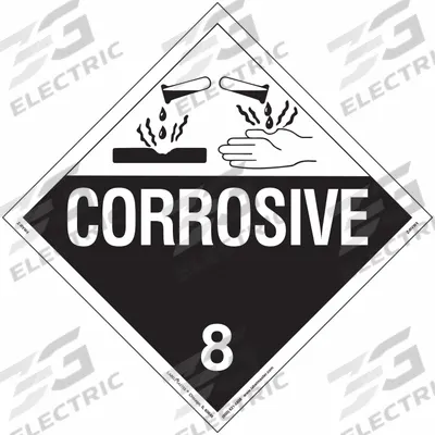 LABELMASTER Corrosive Placard: Corrosive, 10 3/4 in x 10 3/4 in, 10 3/4 in Label Ht - Class 8: Corrosive