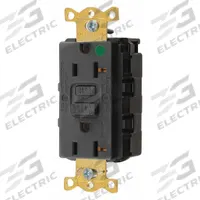 HUBBELL GFCI Receptacle: Hospital Grade Fed. Spec., Decorator Duplex, 5-20R, Black, GFCI, 125V AC (MPN SNAPGF83BLK)