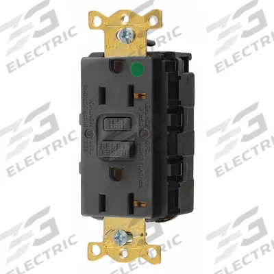 HUBBELL GFCI Receptacle: Hospital Grade Fed. Spec., Decorator Duplex, 5-20R, Black, GFCI - General Purpose Receptacles