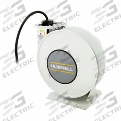 HUBBELL WIRING DEVICE-KELLEMS Extension Cord Reel: Ratchet Lock, 40 ft Cord Lg, 12 AWG, SOW, White (MPN HBLW40124W). Key specifications — Retractable Cord Ending NEMA Configuration: Bare Wire; Voltage: 600V AC; Brand: HUBBELL WIRING DEVICE-KELLEMS.