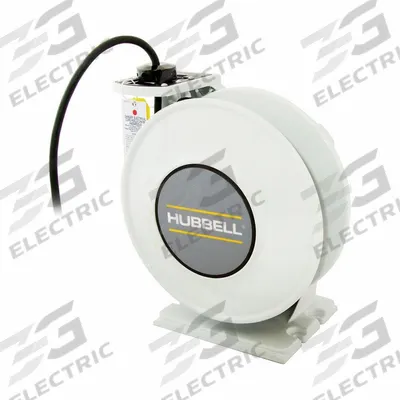 HUBBELL WIRING DEVICE-KELLEMS Extension Cord Reel: Ratchet Lock, 40 ft Cord Lg, 12 AWG, SOW - Hardwired Self-Retracting Cord Reels