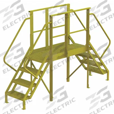 TRI-ARC Crossover Bridge: 3.3 ft Platform Ht, Steel, 1,000 lb Load Capacity, Serrated - Easy Descent Crossover Bridges