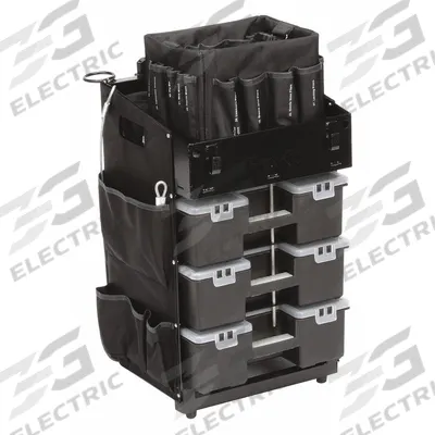 FLEXCART Tool Utility Cart: Black / Black Drawer, 14 1/2 in Wd, 37 1/2 in Dp, 45 in Ht - Heavy-Duty Modular Tool Utility Carts