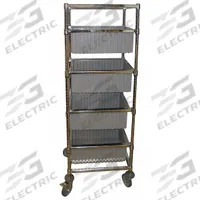 APPROVED VENDOR Bin Cart: 200 lb, 4 Bins/Tubs, 1 Shelves, Silver, 21 in L x 24 in W x 68 in H, Gray (MPN KC1-2421-63C-03). Key specifications — Color: Silver; Includes: Non-Marring Bumpers; Caster/Wheel Configuration: (2) Swivel; Bin Color: Gray; Brand: APPROVED VENDOR.