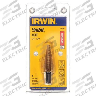 IRWIN Step Drill Bit: 1/4" to 3/4", TiN-Coated HSS - High-Speed Steel Step Drill Bits