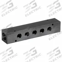 PNEUMADYNE INC Pipe Manifold Fitting: Inline, NPT x NPT, Rectangle, Aluminum, 3/4 in NPT, 3/8 in NPT (MPN M35-375-5). Key specifications — Material: Aluminum; Brand: PNEUMADYNE INC; Specific Fitting Shape: Rectangle.