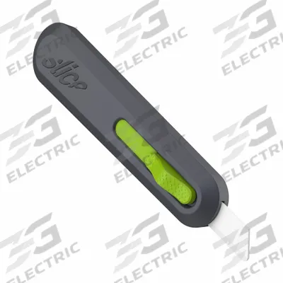 SLICE Utility Knife: 6 in Overall Lg, Plain, 1 1/4 in Overall Wd, Plastic, Black - Automatic Retracting Utility Knives