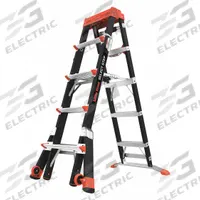 LITTLE GIANT Combination Ladder: 4 Configurations, Fiberglass, 375 lb Load Capacity, 34 lb Wt (MPN 15130-001). Key specifications — Brand: LITTLE GIANT; Included Features: Plastic Top with Storage.