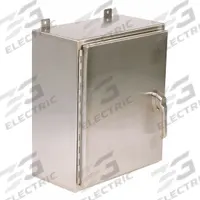 WIEGMANN Enclosure: 304 Stainless Steel, 24 in x 20 in x 10 in, NEMA 12/3R/4/4X, Solid Cover, Hinged (MPN SSN42420103PT). Key specifications — Brand: WIEGMANN; Closure Method: Padlock Hasp; Enclosure Material: 304 Stainless Steel; Knockouts: Not Included.