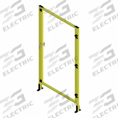 FAZTEK T-Slot Framing System Door: Stand-Alone, Yellow, Right Swing - Clear Plastic Standalone Door Kits