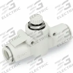 SMC Speed Control Valve: In-Line Fitting, Hex Screw, 1/2 in Valve Body Size, 1/2 in Tube, Meter In (MPN AS4002F-13). Key specifications — attr947203: Brass/PBT; attr947205: SMC.