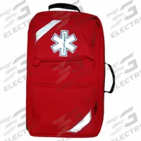 First Aid Kit Trauma Bag: 16 Components, Nylon, Backpack, Red, Medication Included, Nylon (MPN 83300 R KIT). Key specifications — Brand: FIELDTEX; Adhesive Bandages Included: Bandages; Product Type: First Aid Kit Trauma Bag; PPE and Disposal Equipment Included: Gloves; Oral and Inhalant Medicinals Included: (10) Ammonia Inhalants; Tools Included: Paramedic Scissors; Topical Medicinals Included: Antiseptic Towelettes; Wound Dressings Included: Cold Packs.