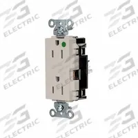 HUBBELL Receptacle: Hospital Grade, Decorator Duplex, 5-15R, Light Almond, 125V AC, 15 A (MPN HBL2172STLA)