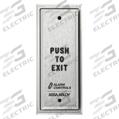 ALARM CONTROLS Exit Push Button: 4 1/2 in Ht, 3 in Wd, Gray, Gray – Aluminum - Push-to-Exit Buttons