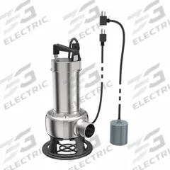 GRUNDFOS Plug-In Utility Pump: 1 hp, 2 in Max. Dia. Solids, Continuous Duty, 220-230V AC, 2 in FNPT (MPN 96846966). Key specifications — Impeller Material: Stainless Steel; Includes: Float Switch; Rated Voltage: 220-230V AC; Brand: GRUNDFOS.