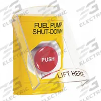 SAFETY TECHNOLOGY INTL Fuel Pump Shutdown Push Button: 4 7/8 in Ht, 3 3/16 in Dp, 3 1/4 in Wd (MPN SS2221PS-EN). Key specifications — Color: Yellow; Product Type: Fuel Pump Shutdown Push Button; Operation Type: Push Button; ADA Compliant: Yes; Brand: SAFETY TECHNOLOGY INTERNATIONAL.