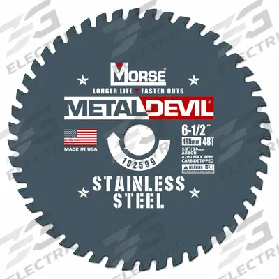 MORSE Circular Saw Blade: 7 1/4 in Blade Dia., 56 Teeth, 0.06 in Cut Wd - Stainless Steel-Cutting Blades