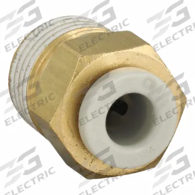 SMC Push-Fit Adapter Fitting: 4 mm OD x 1/8 in Pipe Size, Push-to-Connect x BSPT - Polybutylene & Brass Tube Fittings