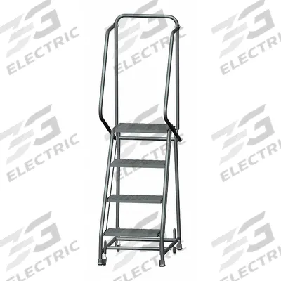 BALLYMORE Rolling Ladder: 3.2 ft Platform Ht, Unassembled, Steel, Wt-Actuated - Steel Weight-Actuated Ladders