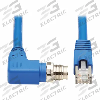 EATON TRIPP LITE Ethernet Cable: 9.8 ft Lg, X Coding, M12 Male Right Angle x RJ45 Male Straight - M12 Connector to RJ45 Connector Power over Ethernet (PoE) Cordsets