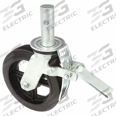 APPROVED VENDOR Stem Caster: Swivel, 8 in Wheel Dia., 2 in Wheel Wd, Rubber, 1 3/8 in Stem Dia. - Total-Locking Bolt-In Stem Casters with Round Stems for Scaffolding