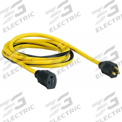 APPROVED VENDOR Extension Cord: Outdoor Use, 10 ft Lg, Outlet, 5-15P, 12/3, SJTW - Outdoor Extension Cords with Single Outlet