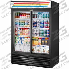 TRUE REFRIGERATION Refrigerated Merchandiser: 78 5/8 in x 54 1/4 in x 29 7/8 in, Black, Sliding (MPN GDM-47-HC-LD). Key specifications — attr1277723: TRUE REFRIGERATION; attr1277683: R-290; attr1277688: Sliding; attr1277691: Yes; attr1277694: Black; attr1280729: GDM.