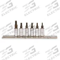 PROTO Socket Bit Set: 1 - 25 Pieces, 1/4 in Drive Size, 6 Pieces, T10 to T30 Tip Size Range, Torx (MPN J4739C). Key specifications — attr1216280: Fixed Insert; attr1216283: PROTO; attr1225718: T10 to T30; attr1227491: 1/4 in.