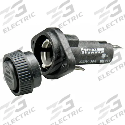 MERSEN Panel Mount Fuse Holder: For Fuse Size 13/32 in x 1 1/2 in, 1 Pole, 30 A Max - Fuse Holders for Cylindrical Fuses