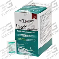 MEDI-FIRST Antacids and Indigestion: Mint, 250 Individual Doses (MPN 80213). Key specifications — Purpose: Antacids; Manufacturer Part Number: 80213; Brand: MEDI-FIRST; Format: Tablet; Unit Dose: 420 mg; Displayed Brand: MEDI-FIRST; Active Ingredient: Calcium Carbonate; Flavor: Mint.