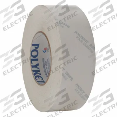POLYKEN Duct Tape: Medium Duty, White, 2 in Wd, 60 1/8 yd Lg, 12 mil Thick, 225FR - Flame-Retardant Duct Tape