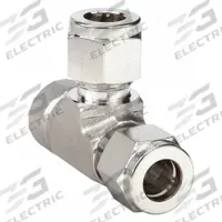 PARKER Compression Tee Fitting: 3/8 in OD x 1/4 in Pipe x 3/8 in OD Fitting Size, Stainless Steel (MPN 6FRT4N-316). Key specifications — Compatible Fitting Brands: Parker A-LOK; Brand: PARKER.
