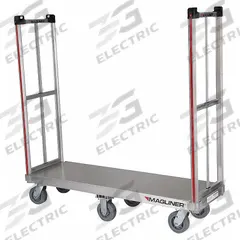MAGLINER Platform Truck: 1,800 lb, 60 in L x 18 in W x 13 in H Deck, Rubber, 8 in Caster Dia, Smooth (MPN BDHK182). Key specifications — Brand: MAGLINER; Caster/Wheel Configuration: (4) Swivel; Color: Silver; Caster Wheel Width: 2 in.