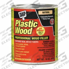 DAP Filler: Plastic Wood, 16 oz Container Size, Can, Natural, Wood Filler (MPN 21506). Key specifications — Series: Plastic Wood; Color: Natural; Finishing Features: Paintable; Brand: DAP.