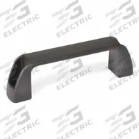 JW WINCO Pull Handle: Unthreaded Holes, Plastic, Black, 1/4 in/5/16 in/M6/M8 Screw Size, 0.31 in (MPN 6333200). Key specifications — Brand: JW WINCO; Projection Type: Non-Recessed; Material: Nylon; Finish: Matte; Color: Black; Folding Type: Fixed; Mounting Type: Unthreaded Holes; Screw Size: M8.