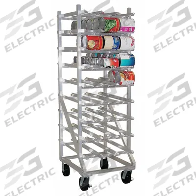 NEW AGE Can Rack: Full Size, 9 Shelves, 216 Cans Held, Mobile, 78 in Overall Ht - Mobile Can Racks