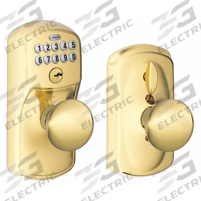 SCHLAGE RESIDENTIAL Keypad Knob: Brass (MPN FE595 PLY505PLY) - Mechanical Keyless Access Locksets