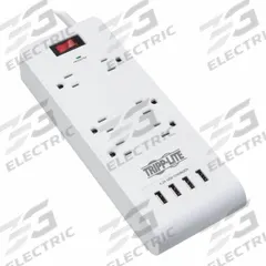 TRIPP LITE Outlet Strip: 6 Outlets, 15 ft Cord Lg, 900 J Rated Energy, 15 A Current, UL 1363/UL 1449 (MPN TLP64USBRA15). Key specifications — Brand: TRIPP LITE; Mounting Style: Desktop.
