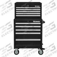 WESTWARD Tool Chest and Cabinet Combination: 14 Drawers, Light Duty, Keyed, Black / Powder Coated (MPN 7CY07). Key specifications — attr1116680: Black; attr1116684: Ball Bearing; attr1116690: WESTWARD; attr1116659: Keyed; attr1116661: Top Chest 26 in W x 12-5/8 in D x 16-3/8 in H.
