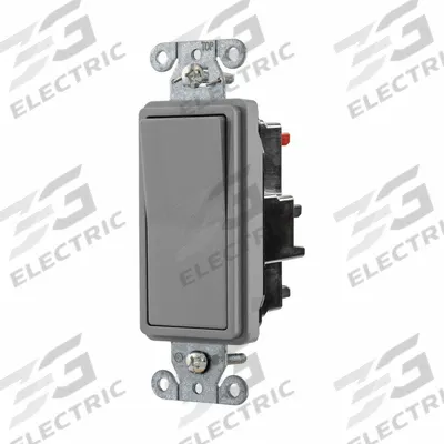 HUBBELL Wall Switch: Rocker Switch, 3-Way, Maintained, Gray, 120/277V AC - Rocker Wall Switches