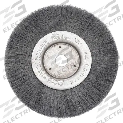 WEILER Wire Wheel Brush: Crimped Steel, 10 in Dia x 3/4 in Wd, 3/4 in Arbor - Light-Cleaning Brushes for Carbon Steel