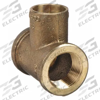 NIBCO Sweat Fitting Tee: 3/4 in Pipe x 3/4 in Pipe x 3/4 in CTS, FNPT x FNPT x Cup - Low-Lead Cast Copper & Bronze Tube Fittings