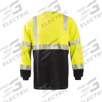 Flame Resistant Shirt (MPN FR-TM2243-Y5X). Key specifications — Collar Style: Crew Neck; Brand: OCCUNOMIX; Sleeve Length Type: Long; Color: Dark Navy/Yellow.