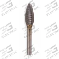 WIDIA Carbide Bur: Flame, SH-53, Single Cut, 3/16" x 3/8" Head, 1/8" Shank (MPN M40447). Key specifications — attr985103: SH-53; attr952440: WIDIA METAL REMOVAL.