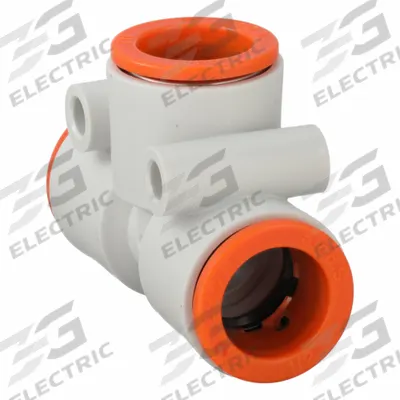 SMC Push-Fit Tee Fitting: 1/2 in OD x 1/2 in OD x 1/2 in OD Size, Polybutylene Terephthalate - Polybutylene & Brass Tube Fittings