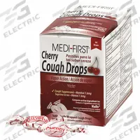 MEDI-FIRST Cough Drop: Menthol, 50 Individual Doses, Cherry, Drop, 50 PK (MPN 81550). Key specifications — Format: Drop; Strength: Regular Strength; Manufacturer Part Number: 81550; Brand: MEDI-FIRST; Purpose: Cough Suppressant; Unit Dose: 7.6 mg; Active Ingredient: Menthol; Dose Package Type: Packets.