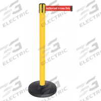 QUEUEWAY Barrier Post with Belt: Red, No Pattern, Authorized Access Only, 10 ft Belt Lg, Yellow (MPN QPLUS-35-RA). Key specifications — attr981468: ABS; attr981465: Red; attr981461: QUEUEWAY; attr981440: Metal Alloy; attr981443: Yellow; attr981449: Authorized Access Only; attr981448: White.
