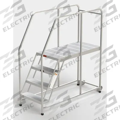 EGA Mobile Work Platform: 3.3 ft Platform Ht - Max, 24 in x 49 in, Aluminum - Lightweight Tilt-&-Move Rolling Single-Access Platforms